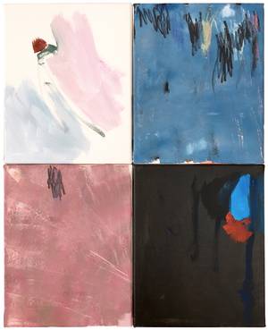 O.T., Acryl und Edding auf Leinwand,vierteilig a 30x24cm, gesamt 60x48cm, 2021.