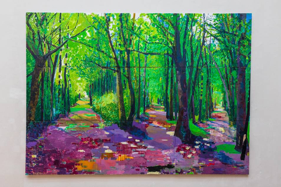 "12 Uhr mittags", 2011-12, Öl auf Leinwand, 9-teilig, a 90x125cm, Gesamt 270x375cm